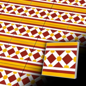 Zementfliesen antik, historischer Baustoff | Design-Fliesen | Dekor | Muster V20B-007-a | Ventano